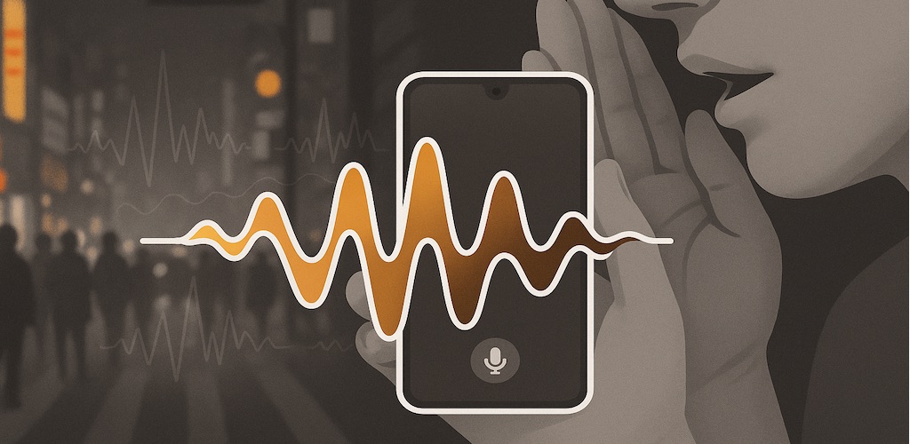 A whisper turning into a waveform on a busy street